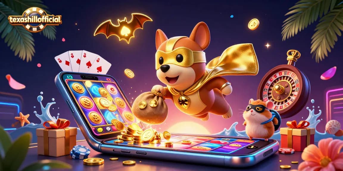 Join the action at texashillofficial with a superhero dog and hamster delivering golden coins!