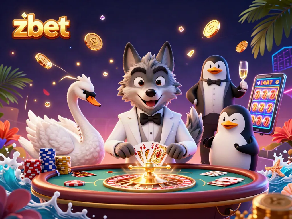 Experience exciting casino gameplay at Zbet with elegant characters and vibrant game elements.