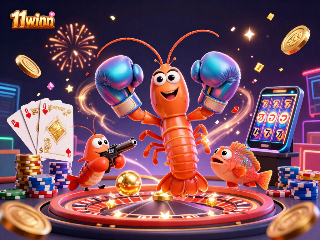 Experience the thrill of winning at 11winn with vibrant characters and dynamic casino elements.