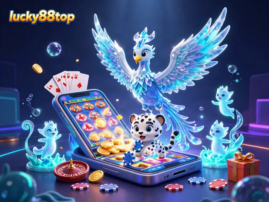 Experience exciting wins at lucky88top with a playful ice phoenix and stellar casino elements.