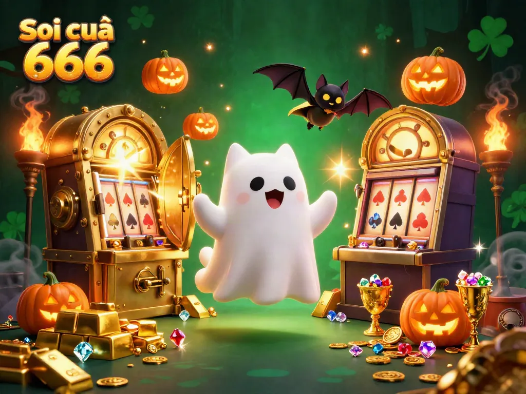 Soi cầu 666 brings the thrill of the casino alive with a ghost cat, bat, and glowing jack-o-lanterns.