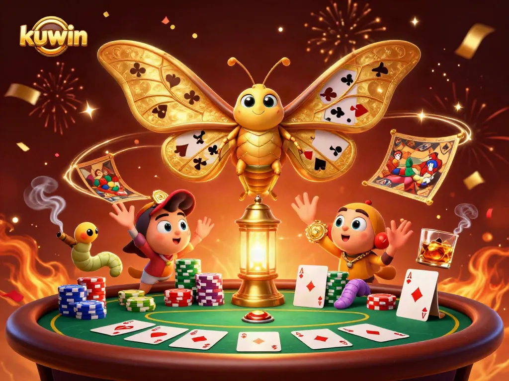 Kuwin brings excitement to players with vibrant casino elements in a dynamic 3D illustration.
