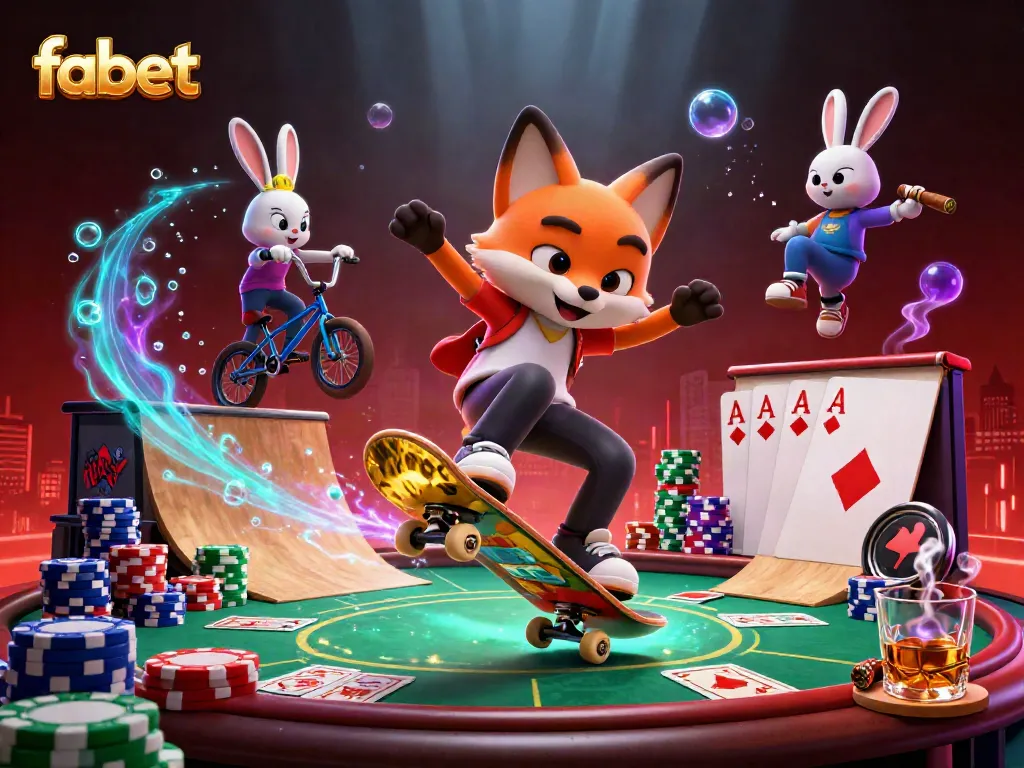 Experience exciting gameplay with fabet in a vibrant 3D illustration showcasing casino elements and characters.