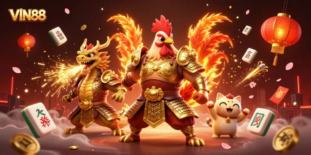 Experience the thrilling world of VIN88 with vibrant symbols and characters in action.