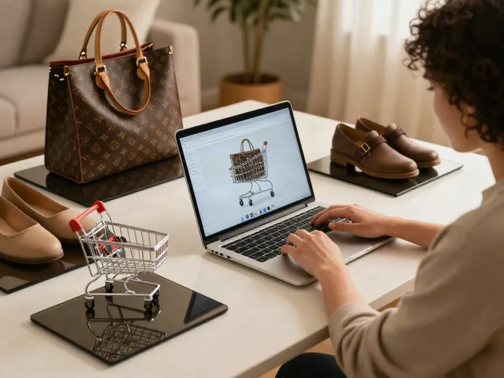 Online shopping experience for Prime reps replica bags, enhancing buyer confidence.
