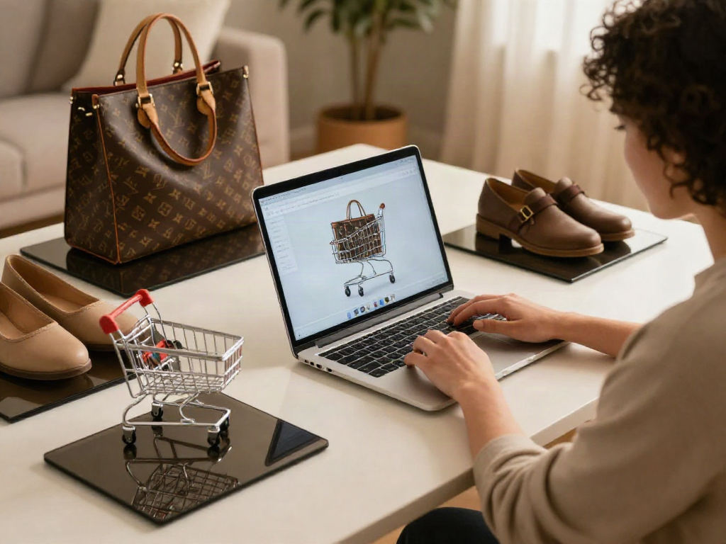 Online shopping experience for Prime reps replica bags, enhancing buyer confidence.