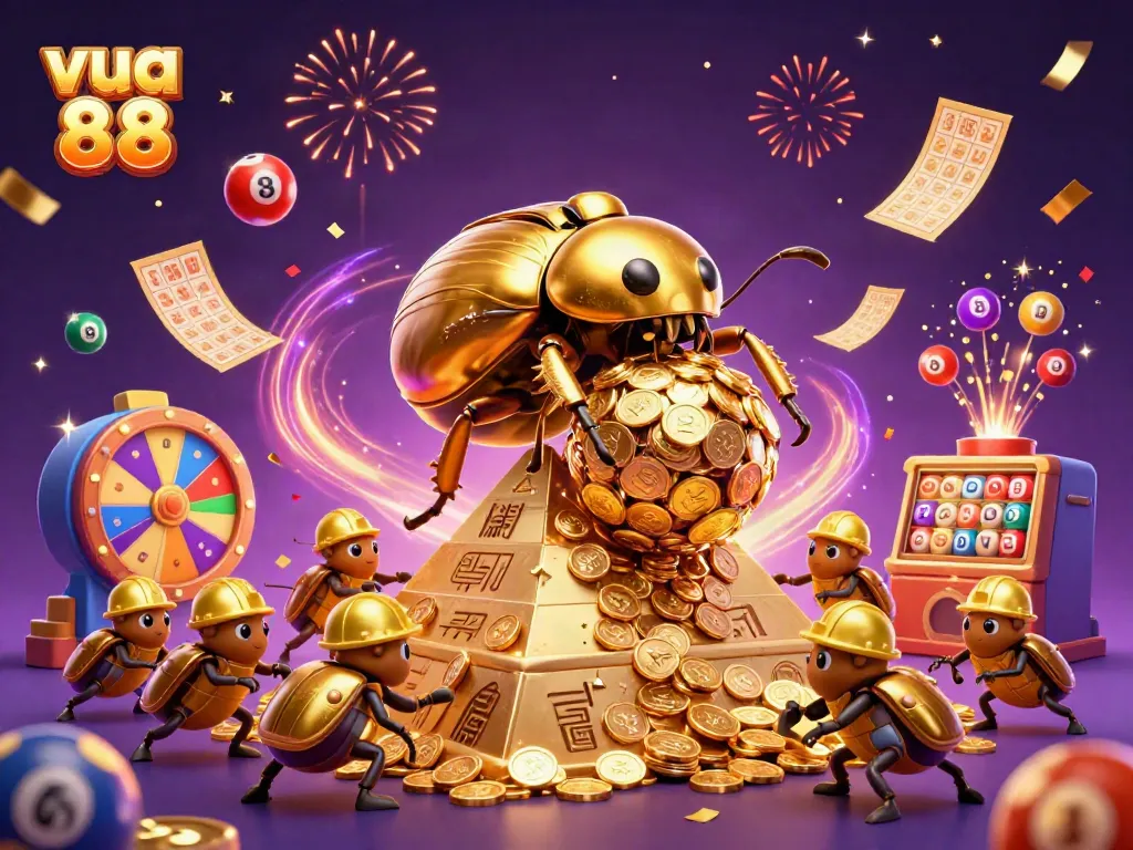Engage with the vibrant experience of vua 88, highlighting colorful lottery dynamics and golden treasures.