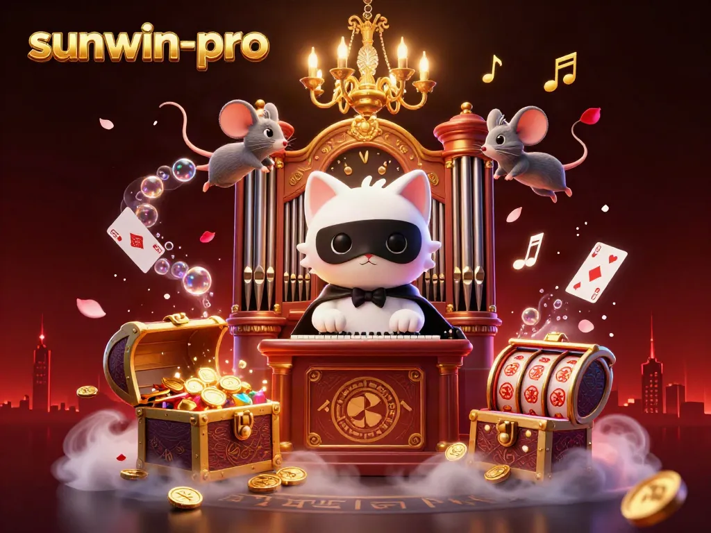 Engage in action with sunwin-pro's casino fun featuring a phantom cat, mouse acrobat, and vibrant game elements.