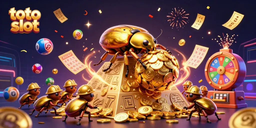 Menangkan jackpot di toto slot dengan gaya khas bertema kasino yang megah dan berwarna-warni.