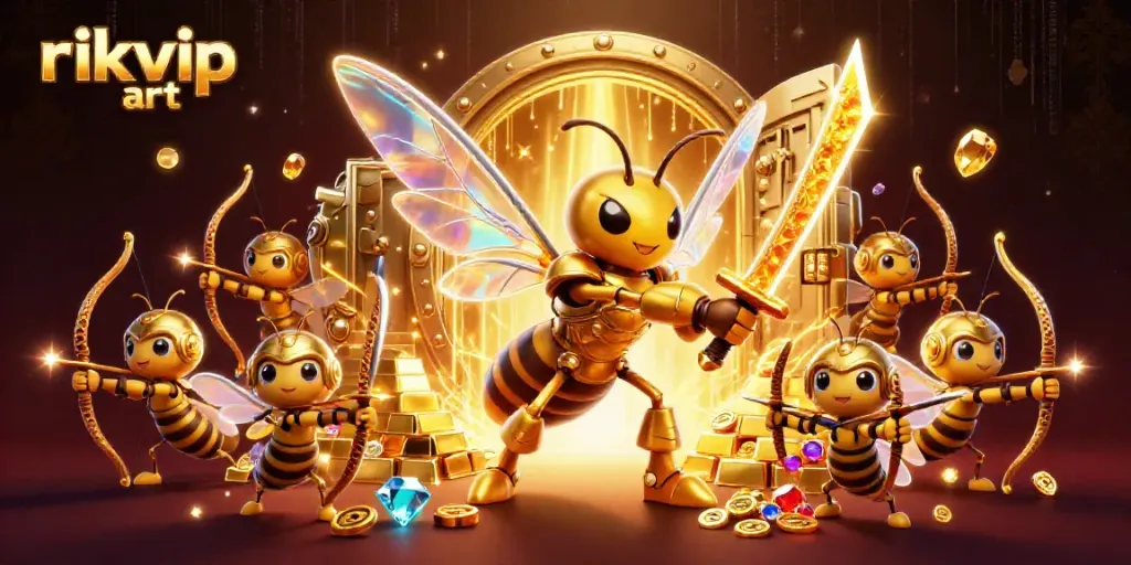Experience the dynamic gaming excitement with rikvip art featuring a golden hornet in stunning samurai armor.