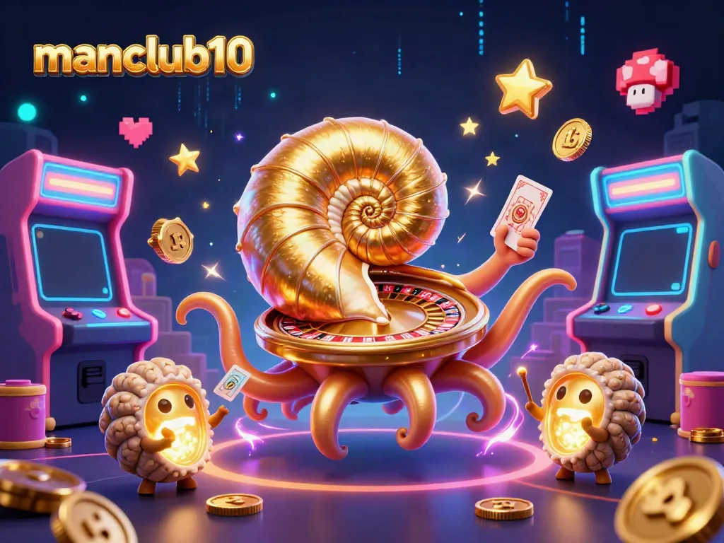Experience thrilling betting opportunities with manclub10 in this vibrant illustrated casino scene.