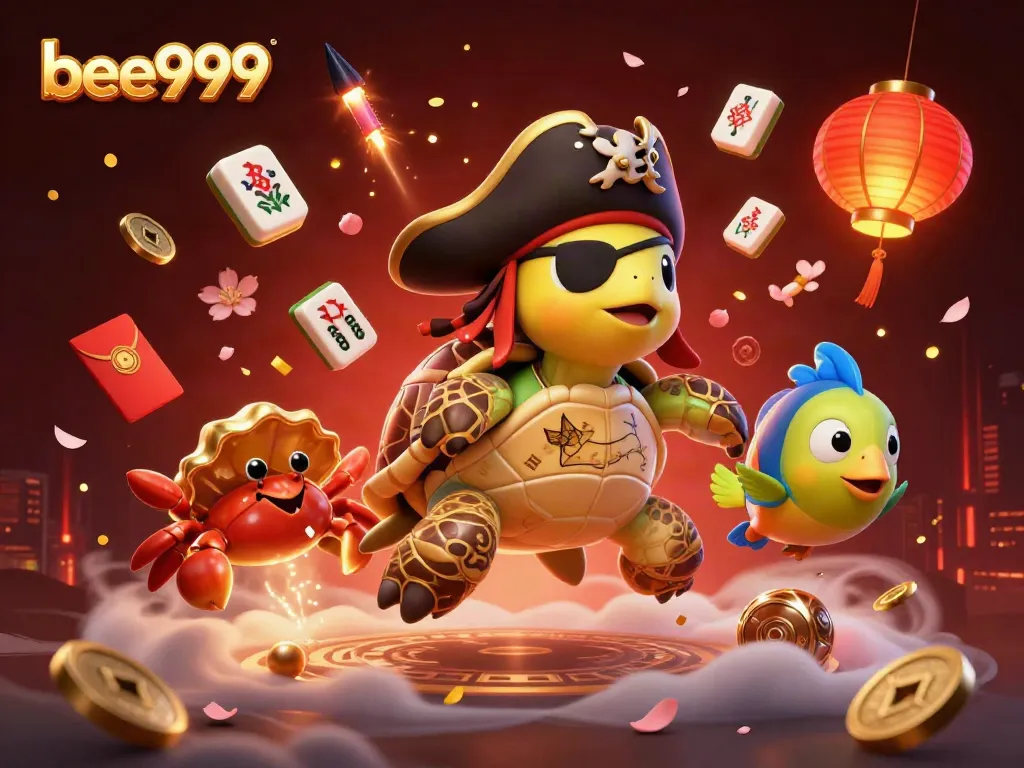 Experience thrilling gaming dynamics with bee999's vibrant 3D casino scene filled with action and colorful elements.