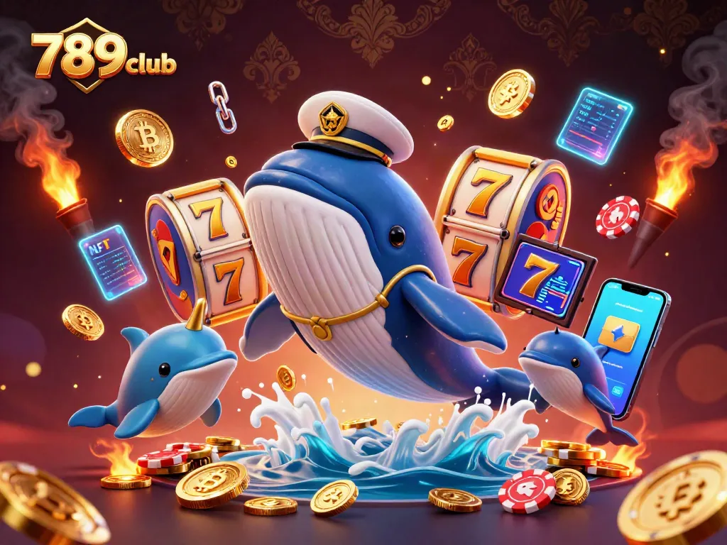 Engage in gaming excitement at 789club, with cartoon sea creatures amidst vibrant casino elements.
