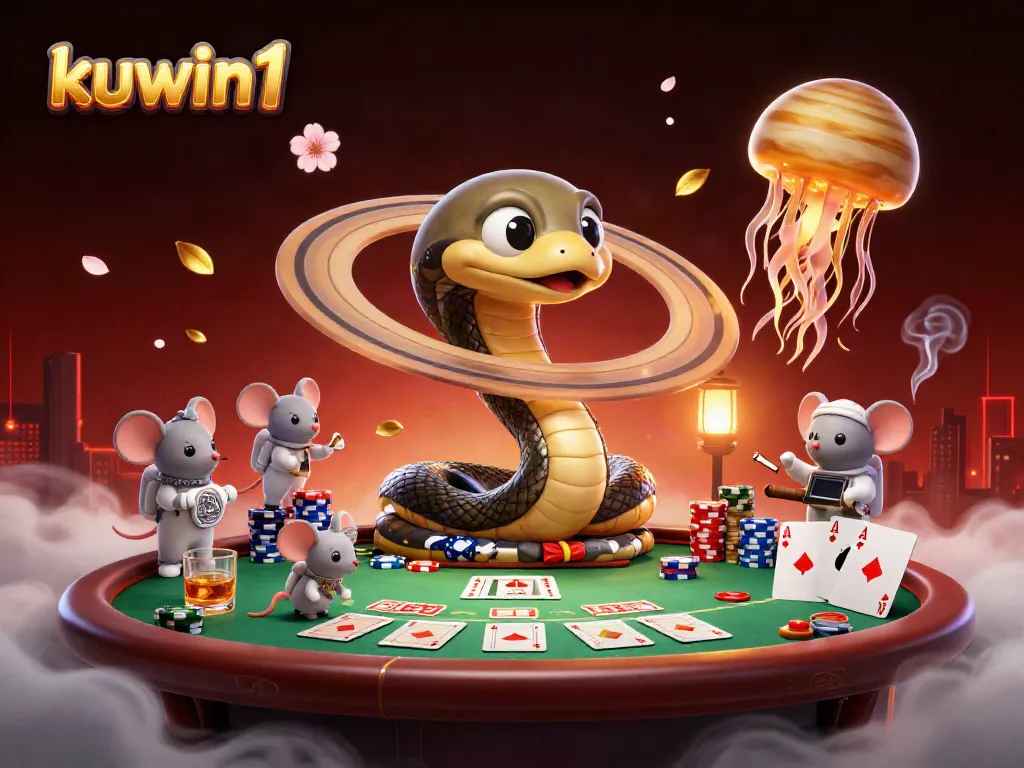 Experience thrilling bets in the kuwin1 casino, where cartoon characters engage in vibrant gambling activities.