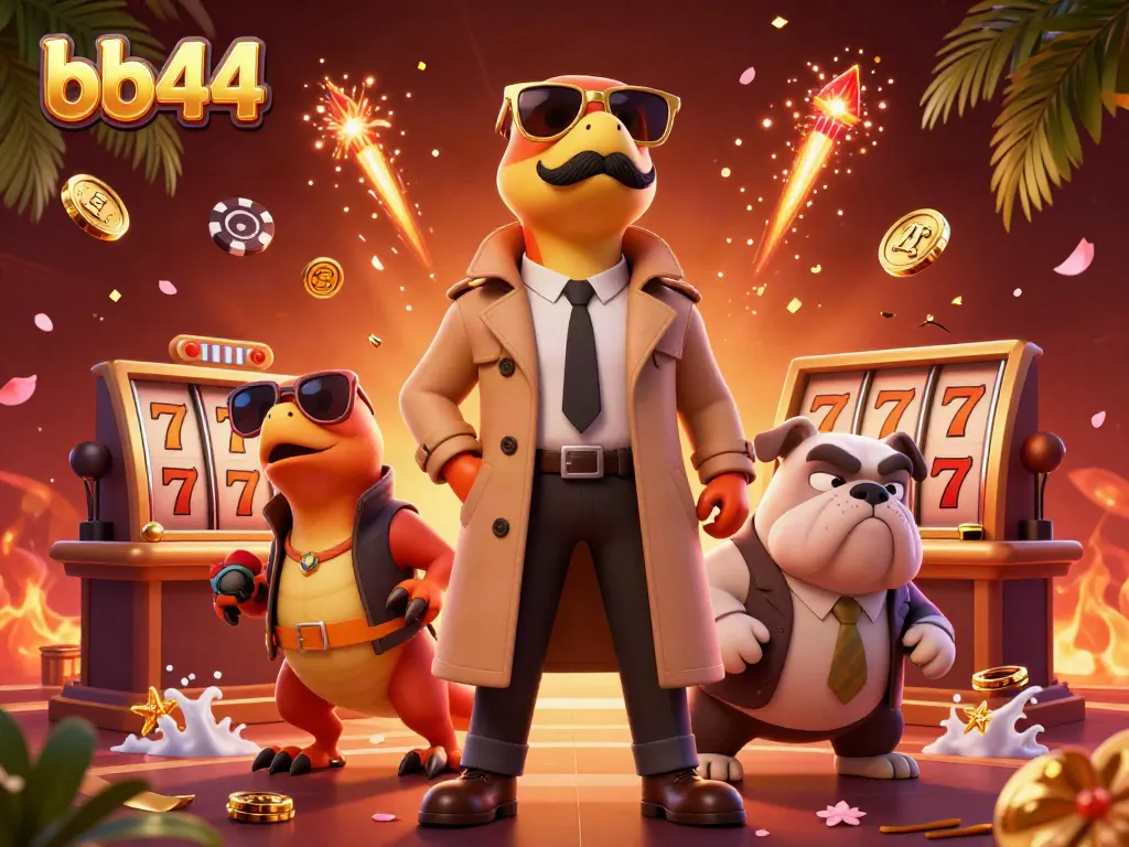 bb44 players trying to win big with three raptors in a trench coat and a bulldog bouncer at a casino lounge