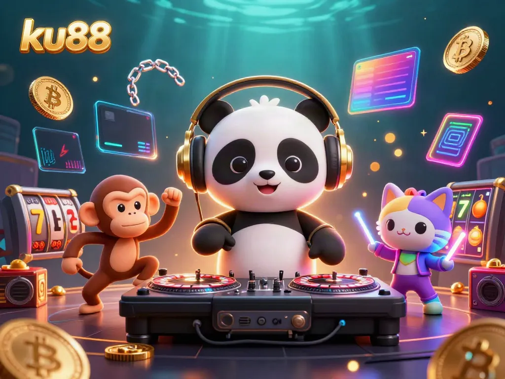 Experience excitement with ku88 as a DJ panda spins slots while a monkey dances and a kitten raves.