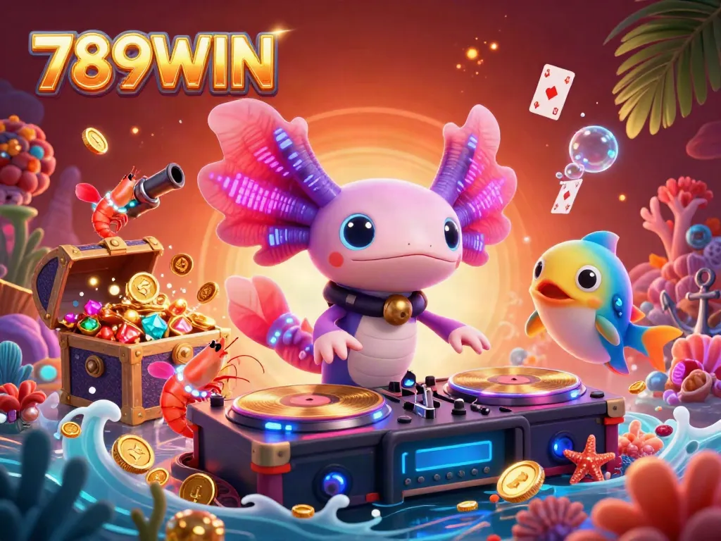 789WIN showcases a vibrant 3D casino scene with unique characters celebrating gaming success.