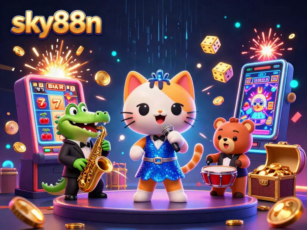 Engage with sky88n's vibrant casino action featuring exciting characters and jackpot elements.