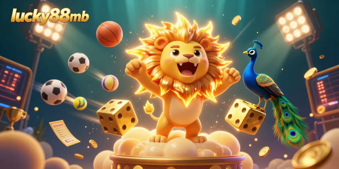 Experience exciting gameplay at lucky88mb with vibrant sports elements, golden trophies, and lively characters.