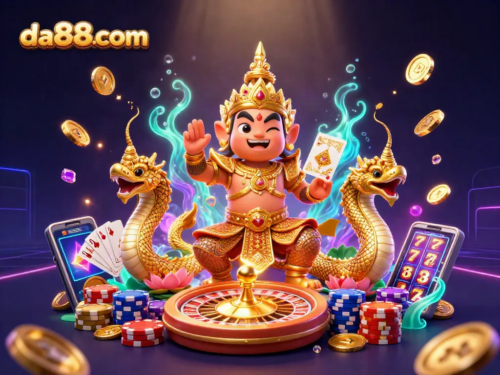 Spin and win at da88com with 3D animated characters and dynamic casino elements