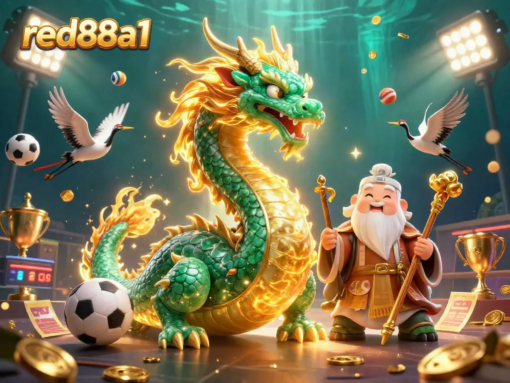 Experience thrilling action with red88a1's captivating casino elements in this vibrant 3D illustration.